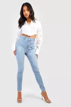 Джинсы скинни с высокой посадкой и моделирующими швами попы Boohoo, синий