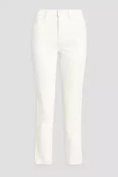 Джинсы скинни с высокой посадкой и потертостями Aunt FRAME, слоновая кость