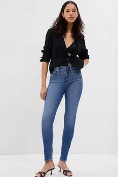 Джинсы скинни с высокой талией, эластичные Gap, синий