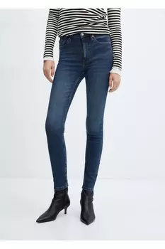 Джинсы скинни с высокой талией Mango, синий