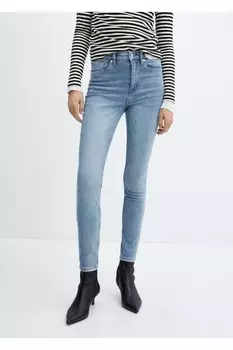 Джинсы скинни с высокой талией Mango, синий