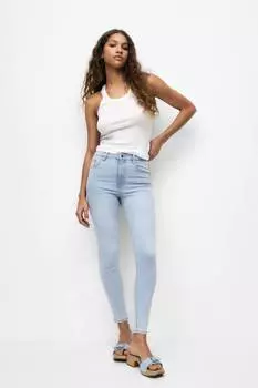 Джинсы скинни с завышенной талией Pull&Bear, бледно-голубой