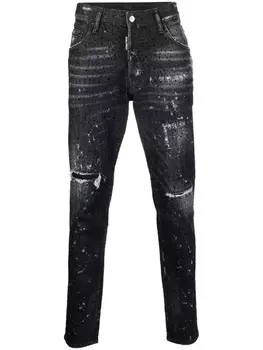 Джинсы скинни Skater со стразами Dsquared2, черный