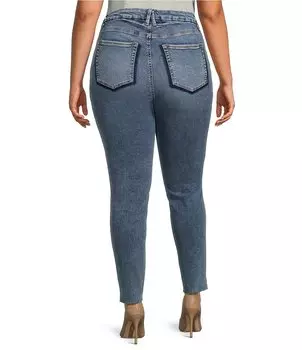 Джинсы скинни скинни с тенями на спине в американском стиле больших размеров и средней посадкой больших размеров Good American, синий