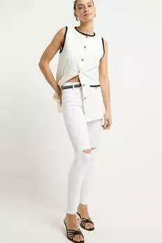 Джинсы скинни со средней посадкой моделирующие живот River Island, белый