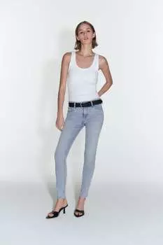 Джинсы скинни со средней посадкой zw the contour ZARA, светло-синий