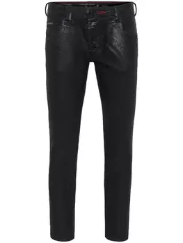 Джинсы скинни средней посадки с декором Skull Philipp Plein, черный