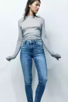 Джинсы скинни стандартного кроя до щиколотки H&M, синий