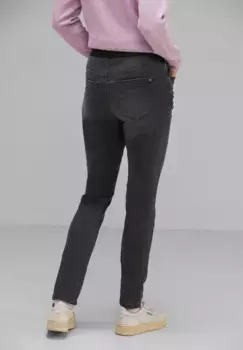 Джинсы скинни STREET ONE, завышенная талия, цвет Deep Black Wash