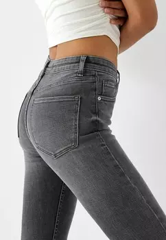 Джинсы скинни SUPER Bershka, темно-серый пестрый