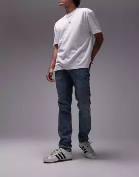 Джинсы скинни Topman из винтажного темно-синего денима
