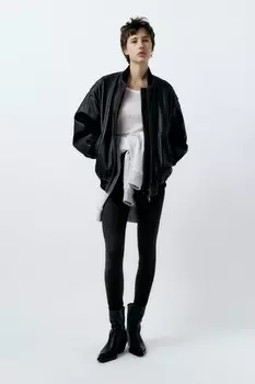Джинсы скинни Trf с завышенной талией ZARA, черный