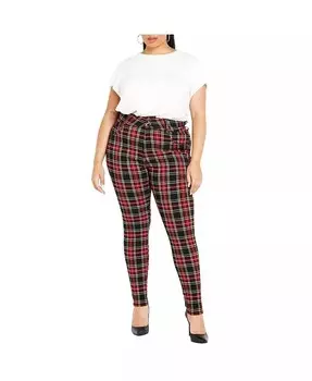Джинсы скинни в клетку Harley больших размеров CITY CHIC, красный