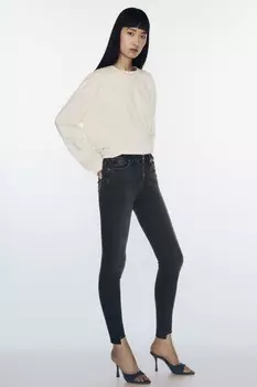 Джинсы скинни z1975 со средней посадкой и степенным номом ZARA, черный