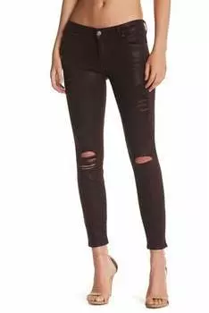 Джинсы Skinny Coated Distressed в красном цвете 7 For All Mankind