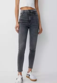Джинсы Skinny Fit Super High Waisted PULL&BEAR, цвет dark grey