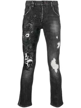 Джинсы Skull & Bones с вышитым логотипом Philipp Plein, серый