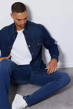 Джинсы Slim fit с эластичной вставкой Threadbare, синий