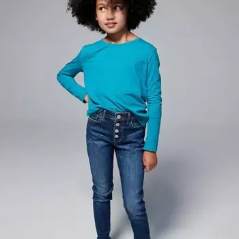 Джинсы slim-fit с кнопками Gap, синий