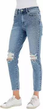 Джинсы Slim Fit со стразами средней степени стирки Judy Blue, цвет medium wash