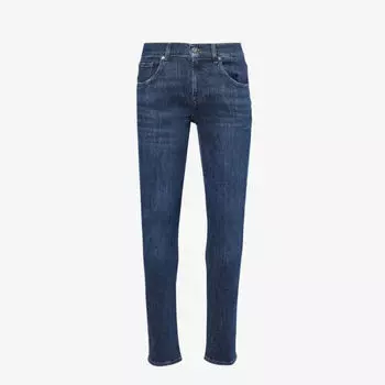 Джинсы Slimmy Tapered из эластичного денима узкого кроя со средней посадкой 7 For All Mankind, синий