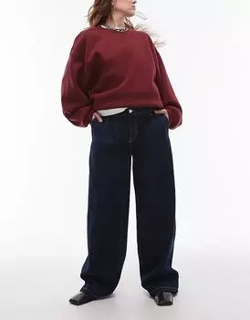 Джинсы со складками спереди и широкими штанинами цвета индиго Mango