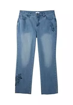 Джинсы со сложной цветочной вышивкой sheego, цвет Blue Denim