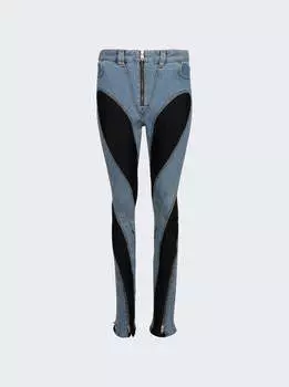 Джинсы со спиральным разрезом по низу Mugler, цвет medium blue