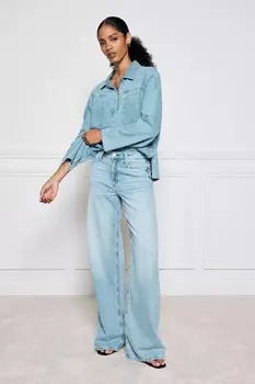 Джинсы со средней посадкой и широкими штанинами River Island, синий
