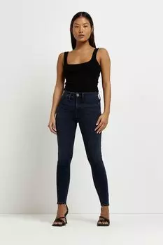 Джинсы со средней посадкой и скульптурой River Island, синий