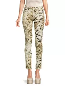 Джинсы со средней посадкой и животным принтом Roberto Cavalli, цвет Natural