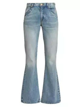 Джинсы со средней посадкой в стиле вестерн Bootcut Balmain, цвет blue jean