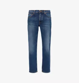 Джинсы Solid ollie прямого кроя из эластичного хлопка. Nudie Jeans, синий