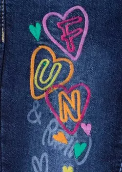 Джинсы среднего синего цвета с вышивкой для девочек LOSAN