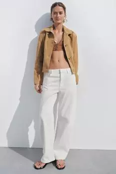 Джинсы средней посадки "бочонок" ZARA, белый