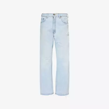 Джинсы средней посадки из переработанного денима со структурированной талией Jean Vintage, синий