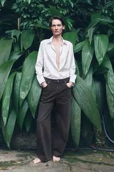 Джинсы средней посадки с прямыми штанинами ZARA, серый