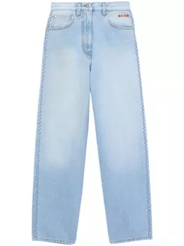 Джинсы средней посадки с вышитым логотипом MSGM, синий