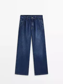 Джинсы средней посадки с вытонами Massimo Dutti, синий медиум