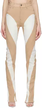 Джинсы SSENSE Exclusive White & Beige Spiral Mugler