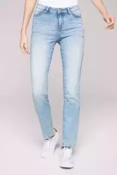 Джинсы стандартного кроя SOCCX с отбеливающим эффектом, синий