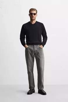 Джинсы стандартного кроя ZARA, серый