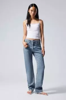 Джинсы стандартного прямого кроя со средней посадкой и булавками Weekday, синий