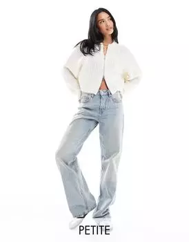 Джинсы Stradivarius Petite Dad темного винтажного цвета с широкой посадкой