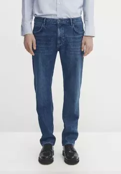 Джинсы Straight Leg BLEACHED Massimo Dutti, цвет dark blue