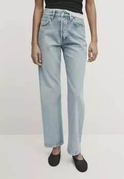 Джинсы Straight Leg HIGH-WAIST Massimo Dutti, цвет light blue