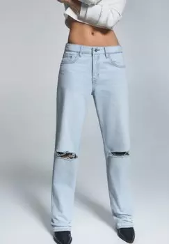 Джинсы Straight Leg MID-WAIST PULL&BEAR, цвет blue denim