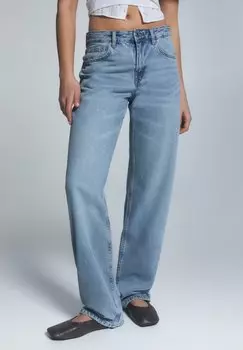 Джинсы Straight Leg MID-WAIST PULL&BEAR, цвет mottled light blue