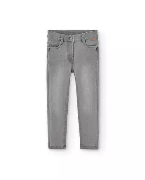 Джинсы стрейч для девочек с карманами Boboli, серый