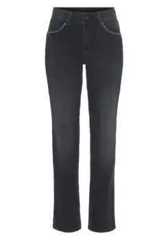 Джинсы-стрейч MAC "Melanie-Glam", заклепки на карманах, цвет Blue-Black Used Wash